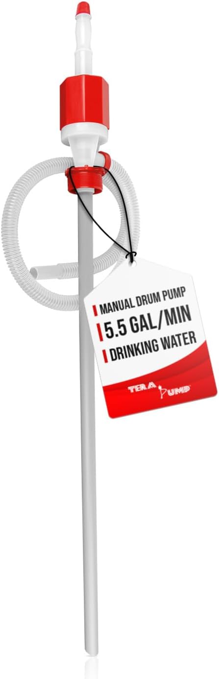 TERA PUMP BPA-Free Extra Heavy Duty Siphon Drum Barrel Pump | For 55 Gallon Barrel Drum, Manual Drinking Water Pump great for Emergencies