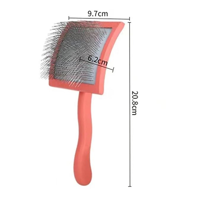 Professional Pet Grooming Brush - Long Handle Hair Remover for Dogs, Reusable Deshedding Rake(Red)