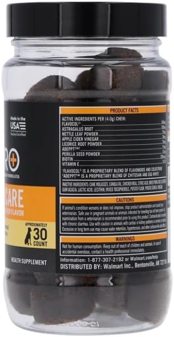 Pure Balance Pro+ Calming Supplement for Dogs, Veterinarian Formulated Soft Chews with Chamomile, Valerian Root, L-Tryptophan, Ginger Root, and FlavoCol – Stress & Anxiety Relief (4.23 oz)