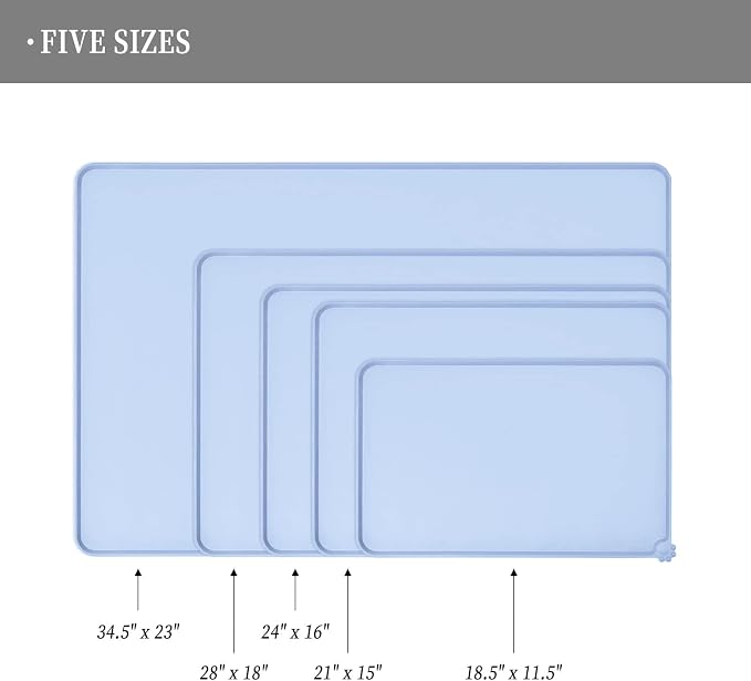 Reopet Silicone Pet Feeding Mat - Waterproof & Non-Slip Dog Cat Placemat | High Raised Edges Prevent Food & Water Spills to Protect Floors, Easy to Clean, Fit for Dog Cat Bowls