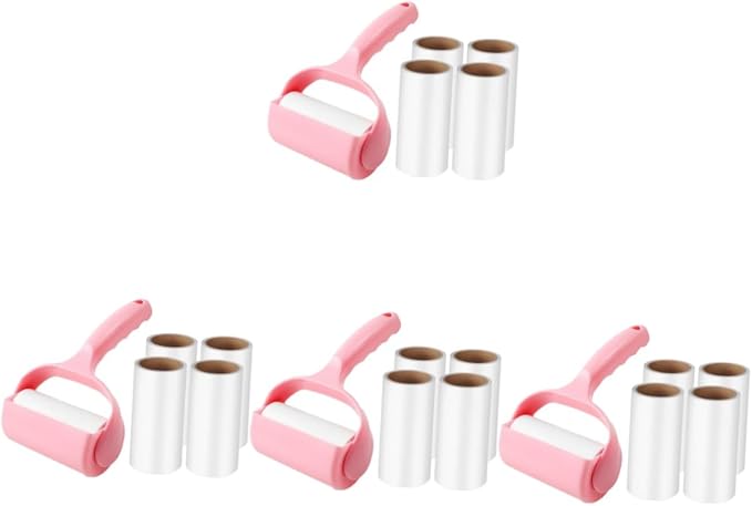Gatuida 4sets Household Lint Roller for Pet Hair Removal Cat Hair Remover Handle Dust Cover Multi-Function Sticky Roller for Clothes Furniture Carpets