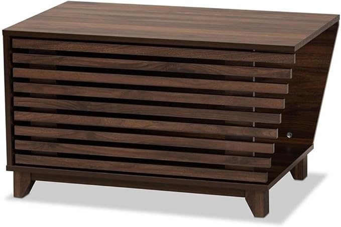 Baxton Studio Eckhart Modern and Contemporary Walnut Brown Finished Wood Cat Litter Box Cover House