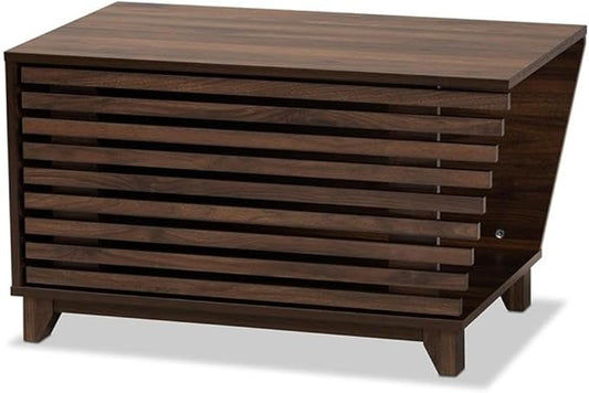 Baxton Studio Eckhart Modern and Contemporary Walnut Brown Finished Wood Cat Litter Box Cover House