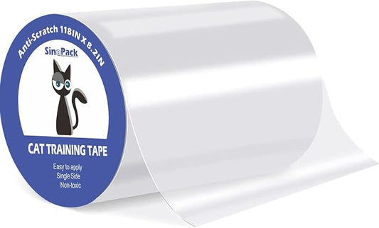 Cat Scratch Tape for Furniture, 118'' x 8.2'' Extra Wide Anti Scratch Tape, Single Sided Clear Protective Film to Stop Cats & Dogs Scratching Sofa, Couch, Doors, Walls & Car Interiors