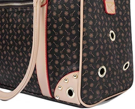 Pet Carrier Tote Around Town Pet Carrier Portable Dog Handbag Dog Purse for Outdoor Travel Walking Hiking, Brown, 14.17''*11''*6.3''
