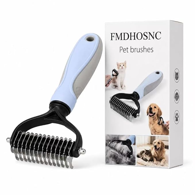 Dog Brushes Double Sided Pet Grooming Brush, 2026 New Hurtless Shedding Dematting Undercoat Rake for Dogs and Cats, Upgrade Matt Remover Detangler for Long Thick Haired Pets (1)