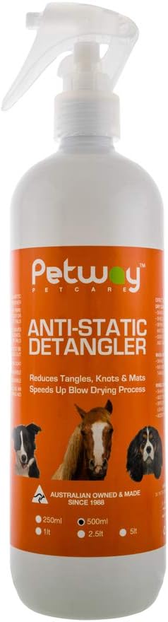 Petway Petcare Anti-Static Detangler, Dematting Spray for Dogs, Cats And Horses, Free of Phosphates, Parabens & Enzymes, Tangle Remover, Daily Grooming Aid, Soap & No Artificial Fragrence added, 500ml
