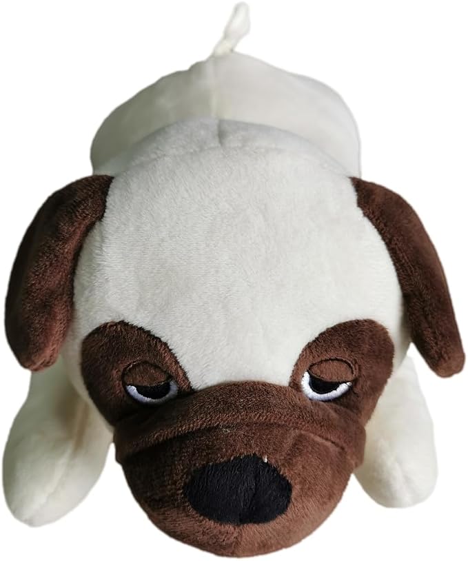HonourHope Dog Heartbeat Toy for Anxiety Relief, Soft Plush Toy Pet Calming Puppy Behavioral Training Aid Pet Companion Pillow for Puppy Cat Kitty - Pug Dog