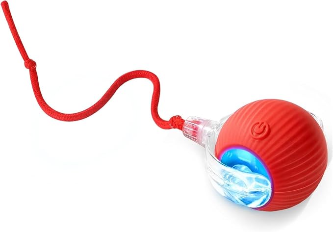 Agile Moving Cat Ball Toy with Rope (Red)