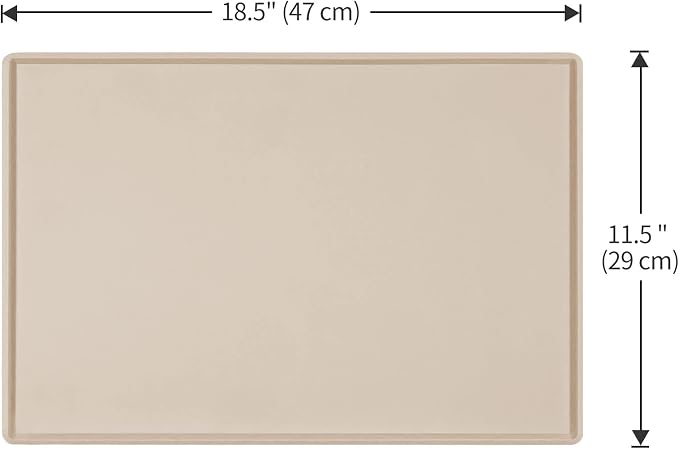 Dog Food Mat,Silicone Waterproof Food Tray,Non Slip Pet Bowl Mats Placemat,0.6" Raised Edge,Suitable for Most Small and Medium Sized Pets,18.5" x 11.5"