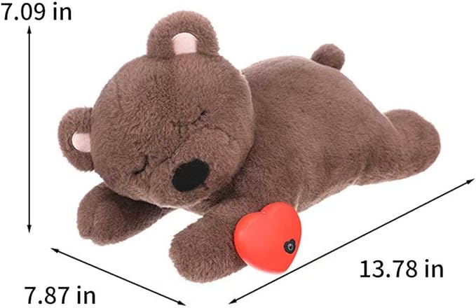3T GROUP Puppy Heartbeat Toy Sleep Aid for Dog Heartbeat Toy for Puppy Essentials Stuffed Animal Anxiety Relief Plush Pillow Calming Aid Toys(Coffee)