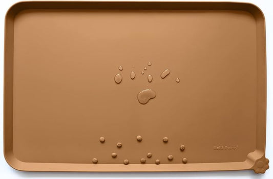 Hoki Found L Silicone Non Slip Pet Dog Cat Bowl Mats - Placemat - Feeding Mat - Waterproof - For Carpet - Butterscotch