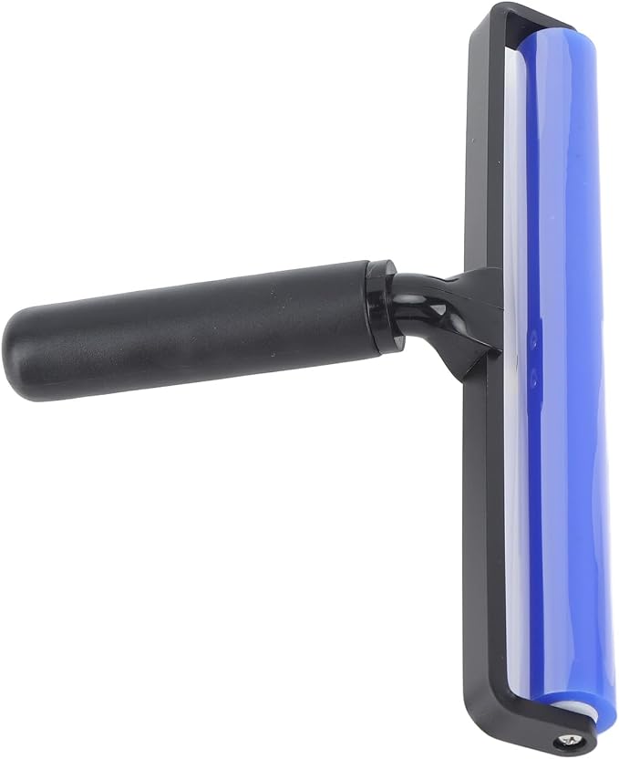 Focket Silicone Dust Roller, Reusable Pet Hair Remover with High Elasticity Fast Dust Removal Tool for Clothes Carseats Furniture, Washable Lint Roller Cleaner with Black Plastic Handle (14 Inch)
