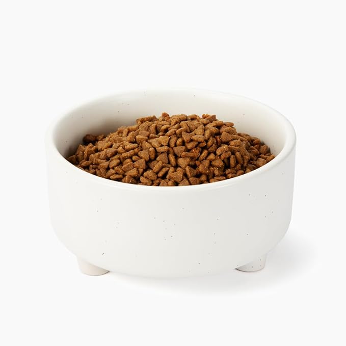 Waggo Uplift Ceramic Dog Bowl for Small Medium and Large Breeds - Heavyweight and Durable Pet Food and Water Dish Crock, Dishwasher Safe, Modern, Elevated Feeder (Speckle, Medium)