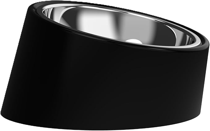 15° Tilted Dog Bowl for Small Dogs Flat-Faced Breeds - Anti-Choke Ergonomic Elevated Feeder Non-Slip Base - 2-in-1 Detachable Stainless Steel Food & Water Bowls - Classic Black Sleek Style (Ｌ, Black)