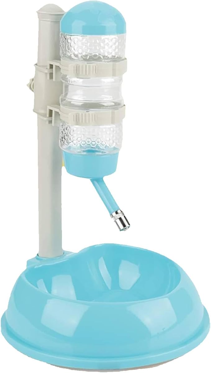 Dog Water Bottle Stand, Adjustable No Drip Portable Pet Water Bottle Standing Water Dispenser for Dog and Cat, 23.5 x 23.5 x 35cm (Blue)