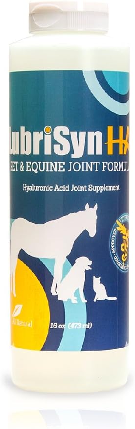 LubriSyn HA Hyaluronic Acid Hip & Joint Supplement for Dogs & Cats, Vet-Developed Oral HA, Original Pet & Equine Liquid Formula Supports Mobility, Cartilage Health & Comfort, 16 oz
