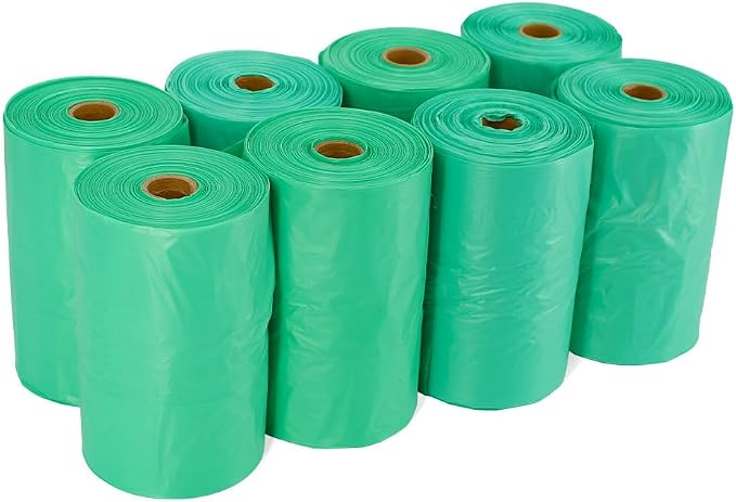 ZERO WASTE USA - Extra Durable Tie-Handle Pet Waste Bags - 2,400 of 7" x 15" w/ 5" side gusset Dog Poop Bags - fits any jumbo Poopy roll dispenser - Case of 8 Rolls with 300 Leak-Proof bags per roll