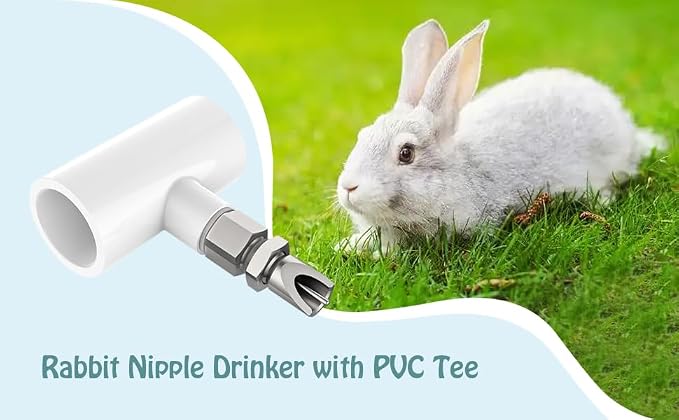 6pcs Stainless Steel Rabbit Water Nipples Automatic PVC Tees Rodent Waterering System
