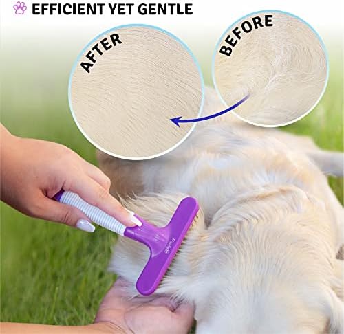 Poodle Pet Bundle - Dematting Fur Rake Comb Brush Tool with Steel Safety Blades for Detangling Matted or Knotted Undercoat Hair + Dog Grooming Rake Brush with Stainless Steel Shedding Comb for Pets