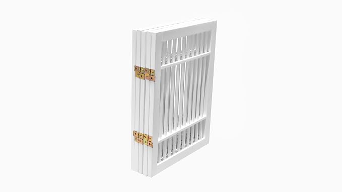 Urnporium Pet Dog Gate Freestanding, Strong Durable Folding Wooden Fence, Portable Acacia Hardwood Safety Barrier for Indoor & Outdoor Use (White Pet Gate, 5 Panel 24" Tall)