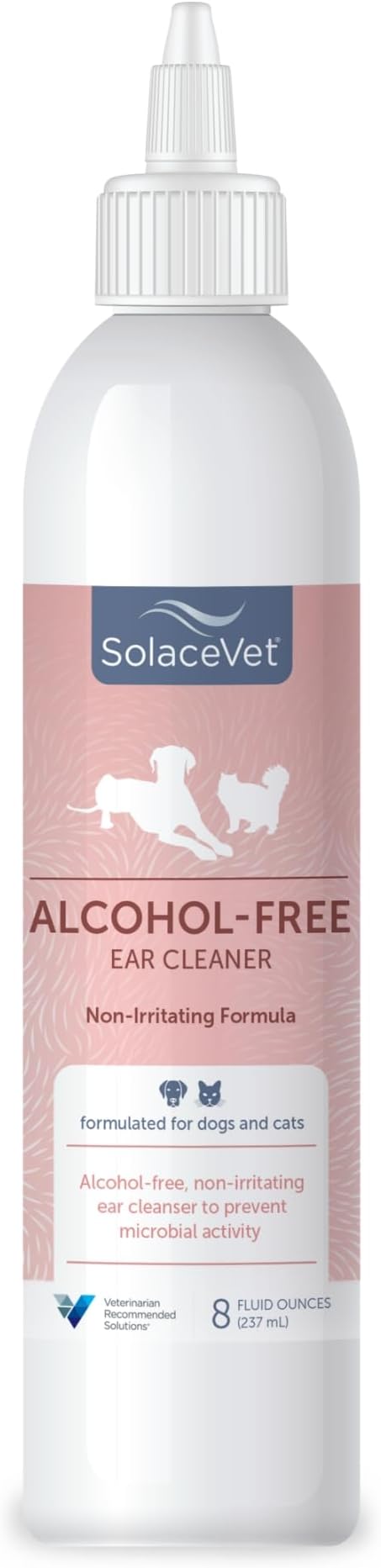 SolaceVet Alcohol-Free Ear Cleaner 8 oz – Veterinarian Recommended Gentle Ear Cleanser for Dogs & Cats, Non-stinging Formula