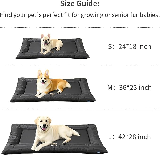 SOMAHE Large Dog Bed with Removable Washable Cover - Orthopedic XL Dog Crate Pad, Waterproof Oxford Fabric, Non-Slip Bolster Bed for Large Dogs, 42x28 Inch, Black