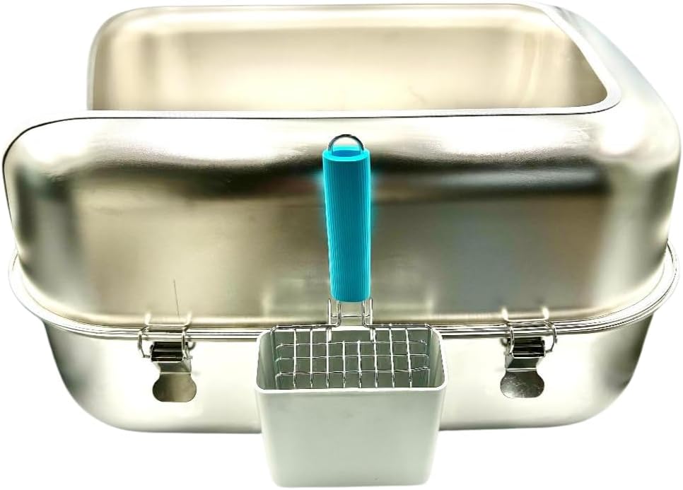 Extra Large Stainless Steel Cat Litter Box with High Sided Enclosure, Odor Resistant Metal Litter Pan, Non-Stick Easy Clean, Includes Scoop & Holder, Leakproof Anti-Scatter Design