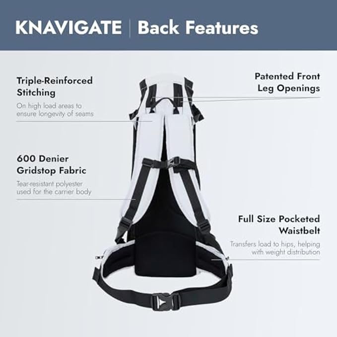 K9 Sport Sack Knavigate - X-Small, Dune - Ideal for Dogs with 9-12” Back Length - Adjustable, Backpack-Style Carrier with Internal Frame & Padded Hip Belt