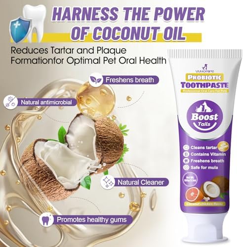 Cat Toothbrush for Kitten Teeth Cleaning + Natural Coconut Oil Cat & Dog Toothpaste