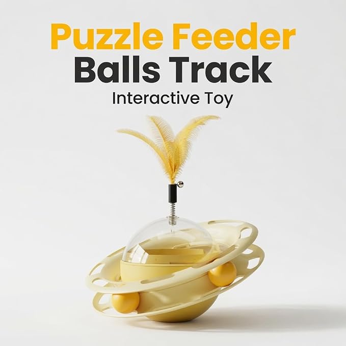 Cat Ball Track, Cat Toy for Indoor Cats Wobble Treat Dispenser Ball Kitten Food Dispenser & Puzzle Feeder Balls & Enrichment Toys & Mental Stimulation Interactive Brain Game