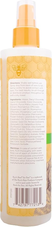 Burt's Bees for Pets Deodorizing Spray for Dogs with Apple and Rosemary, 99.7% Natural Origin Formulas, Waterless Dog Shampoo - Gentle Dry Shampoo for Dogs, Best Dog Shampoo, 10 oz