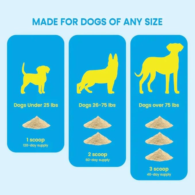 Dog Hip and Joint Supplement - with Vitamins, Glucosamine and Chondroitin | Pet Joint Supplement for Mobility and Health | 120 Scoops