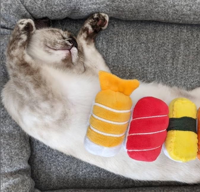 munchiecat Premium Organic Catnip Sushi Toy (1-pc) for Cats, Kittens - USA Made Durable Design for Pouncing, Batting and Play
