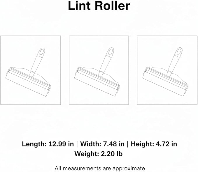 Lint Roller with Replaceable Sticky Refill, PP Plastic Handle for Pet Hair and Lint Removal from Clothing and Furniture