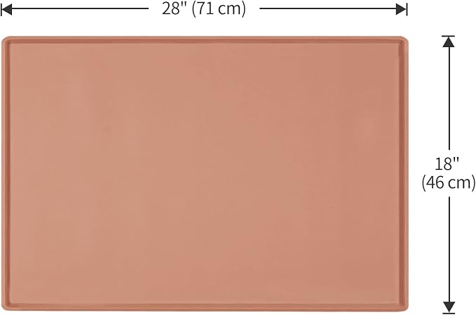 Dog Food Mat,Silicone Waterproof Food Tray,Non Slip Pet Bowl Mats Placemat,0.8" Raised Edge,Suitable for Most Small and Medium Sized Pets,28" x 18"