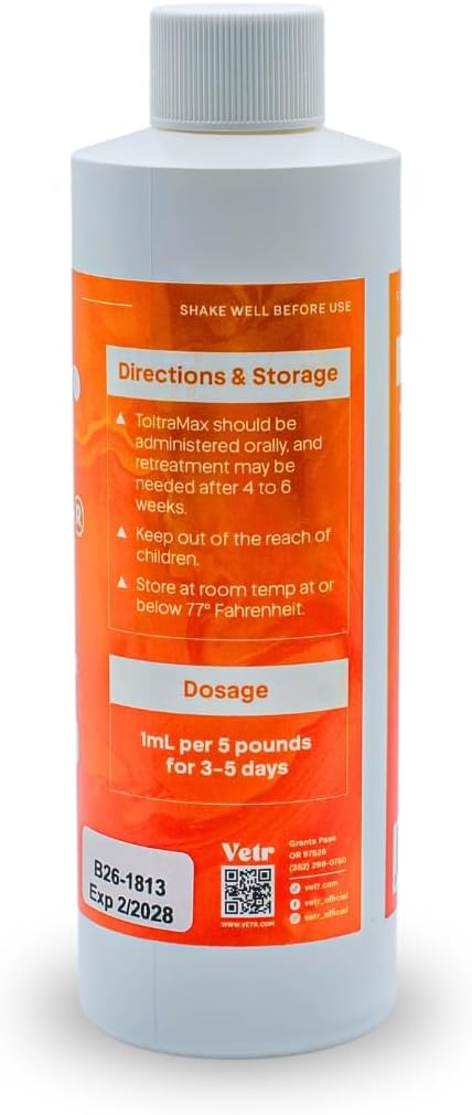 Toltrazuril 5.0% for Horses, Dogs, Cats, 240mL/8.1 Ounce, for Non-Food Chain Animals