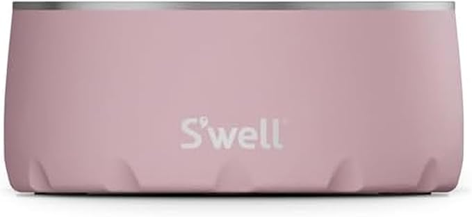 S'well Stainless Steel Pet Bowl, 16oz, Pink Topaz, for Small to Medium Size Dogs, Mess Free Design with Non Slip Rubber Bottom, Dishwasher Safe, BPA Free