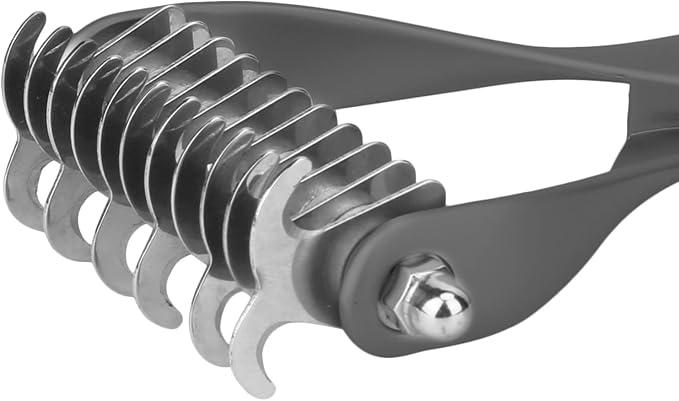 2 - Sided Pet Grooming Tool, Undercoat Rake for Dogs and Cats, Double - Headed Brush with Thinning and Dense Blades to Remove Loose Hair and Knots, Zinc Alloy Comb for Pup (Small Size)