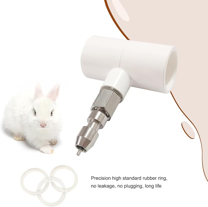 Stainless Steel Rabbit Water Nipples Metal Automatic Watering System Kit with PVC Tee for Guinea Pig, Hamster, Ferrets Other Rodent Small Animals(6Pcs)