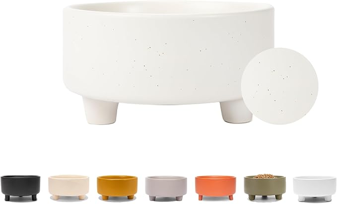 Waggo Uplift Ceramic Dog Bowl for Small Medium and Large Breeds - Heavyweight and Durable Pet Food and Water Dish Crock, Dishwasher Safe, Modern, Elevated Feeder (Speckle, Large)