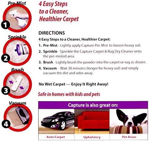 Capture Carpet & Rug Dry Cleaner (2.5lb) & Pre-Mist Soil Release for Carpet Dry Cleaner, Carpet Cleaning Pre Spray (2 Pack) - Bundle