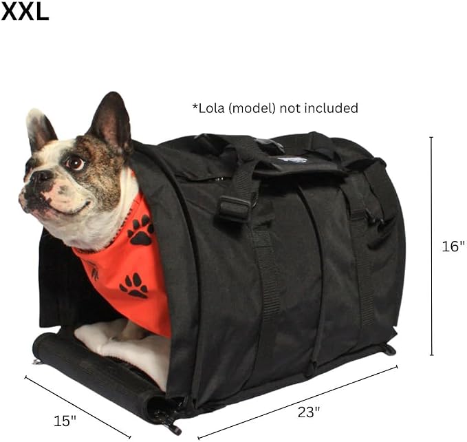 SturdiBag Pro 3.0 Pet Travel Carrier for Cats and Dogs – Soft-Sided with Safety Clips and Seatbelt Straps for Car Travel | XXL, Black