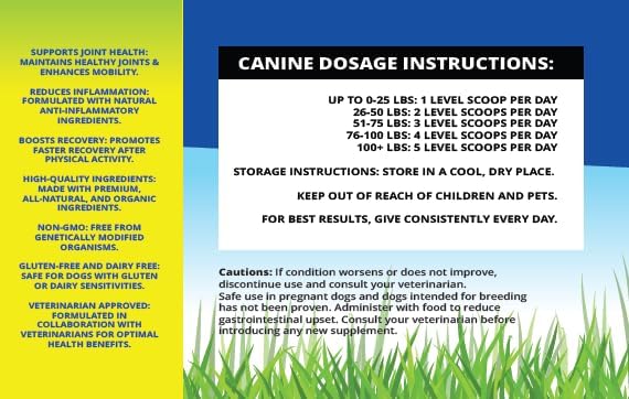 Joint Health for Dogs - Most Effective Natural Hip & Joint Supplement Available - Formulated with Veterinarians, Glucosamine, Chondrointin, MSM, Turmeric (Powder)