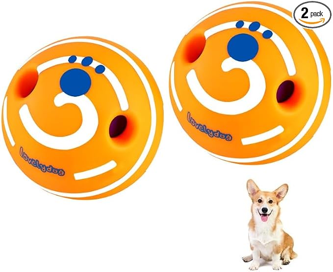 Wobble Giggle Ball for Dogs Durable Interactive Dog Toys for Small Medium Large Dogs (Orange/White, S/3.15 inch)
