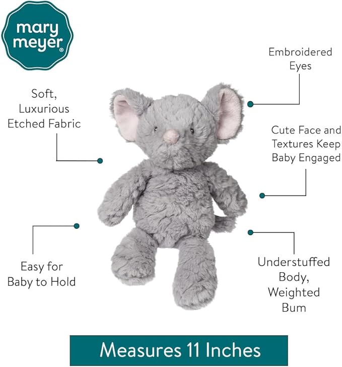 Mary Meyer Putty Nursery Stuffed Animal Huggable Soothing Soft Toy, 11-Inches, Grey Mouse