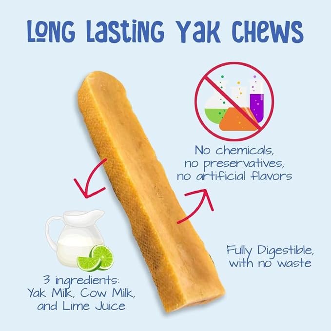 Yeti Dog Chew - Yak Cheese Himalayan - Healthy Long Lasting - Yak Chews for Large, Medium and Small Dogs - Yak Bones for Dogs - Natural Yak Cheese - Large 1lb (5 Pieces)