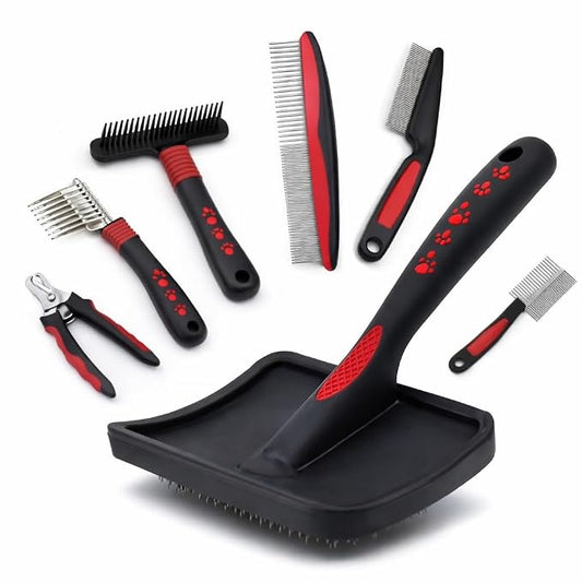 2026 Large 7-in-1 Professional Pet Grooming Kit for Dogs & Cats Complete Grooming Solution for Shedding, Dematting, Trimming & Cleaning