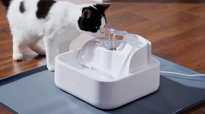 Cat Food Mat for LALAHOME Water Fountain, 100% Waterproof Non-Slip Silicone Mat for Water Bowls, Large Pet Feeding Pad, Easy Clean Durable Placemat for Cat Food Water Dishes, Gray 23.6" x 19.7"