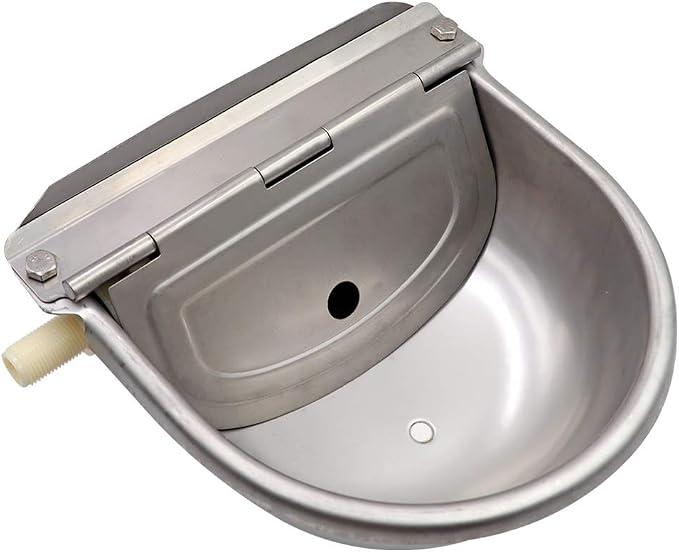 Livestock Water Trough Stainless Steel Automatic Waterer Bowl | Wall Mounted, with Float Valve and Drain Plug, Automatic Dog Water Bowl Outdoor, Suitable for Dogs Chickens Goat Pig Horse